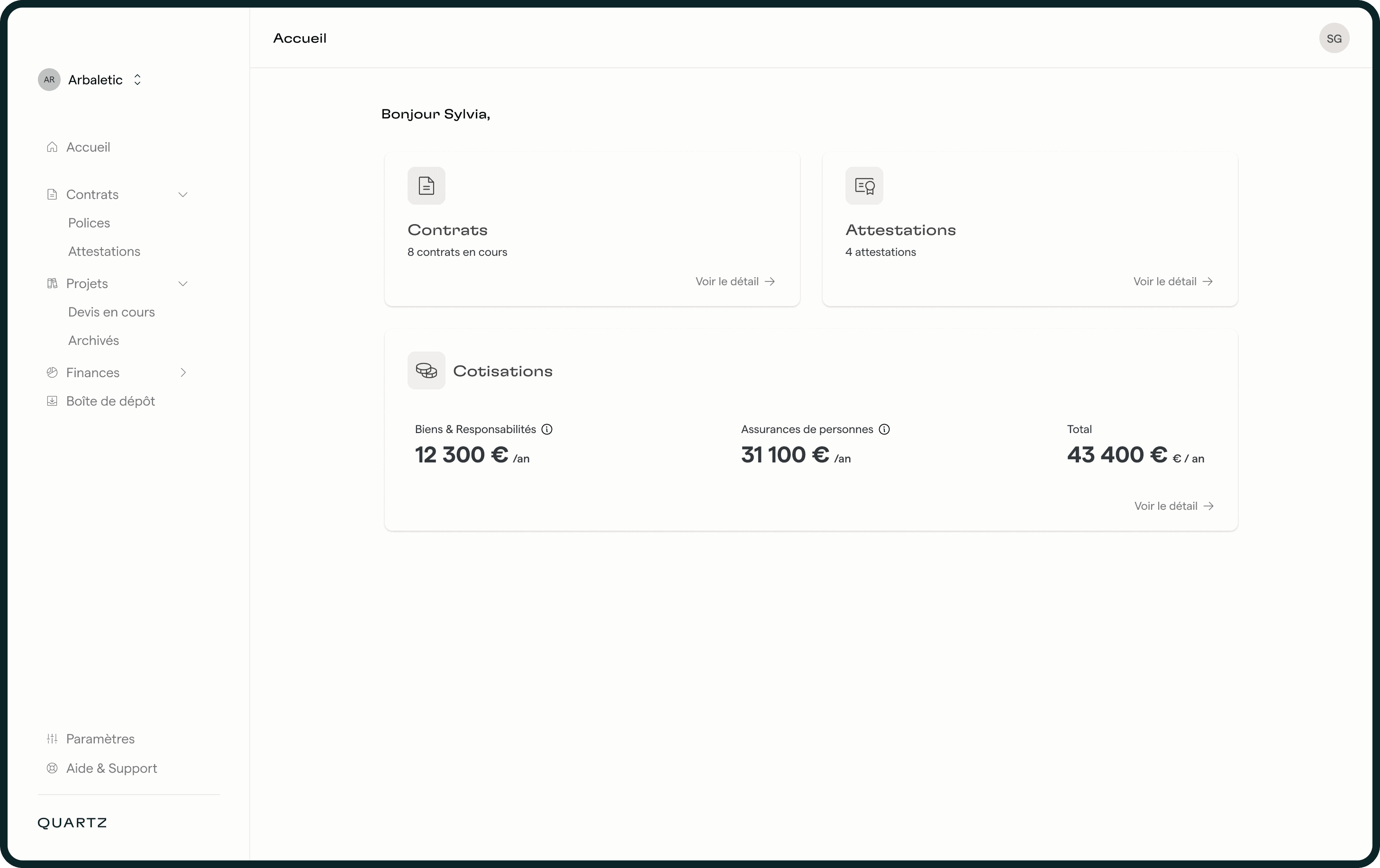 Customer dashboard preview